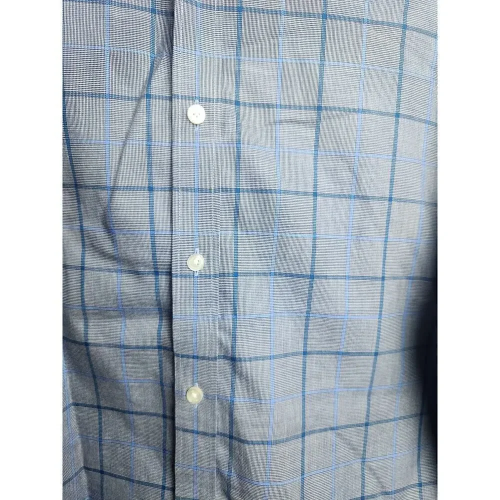 Untuckit Men's button down shirt window pane plaid navy sz XXL career preppy - Picture 2 of 9